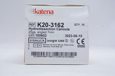 Katena K20-3162 Hydrodissection Cannula 25ga, Angled 7mm - Box of 10